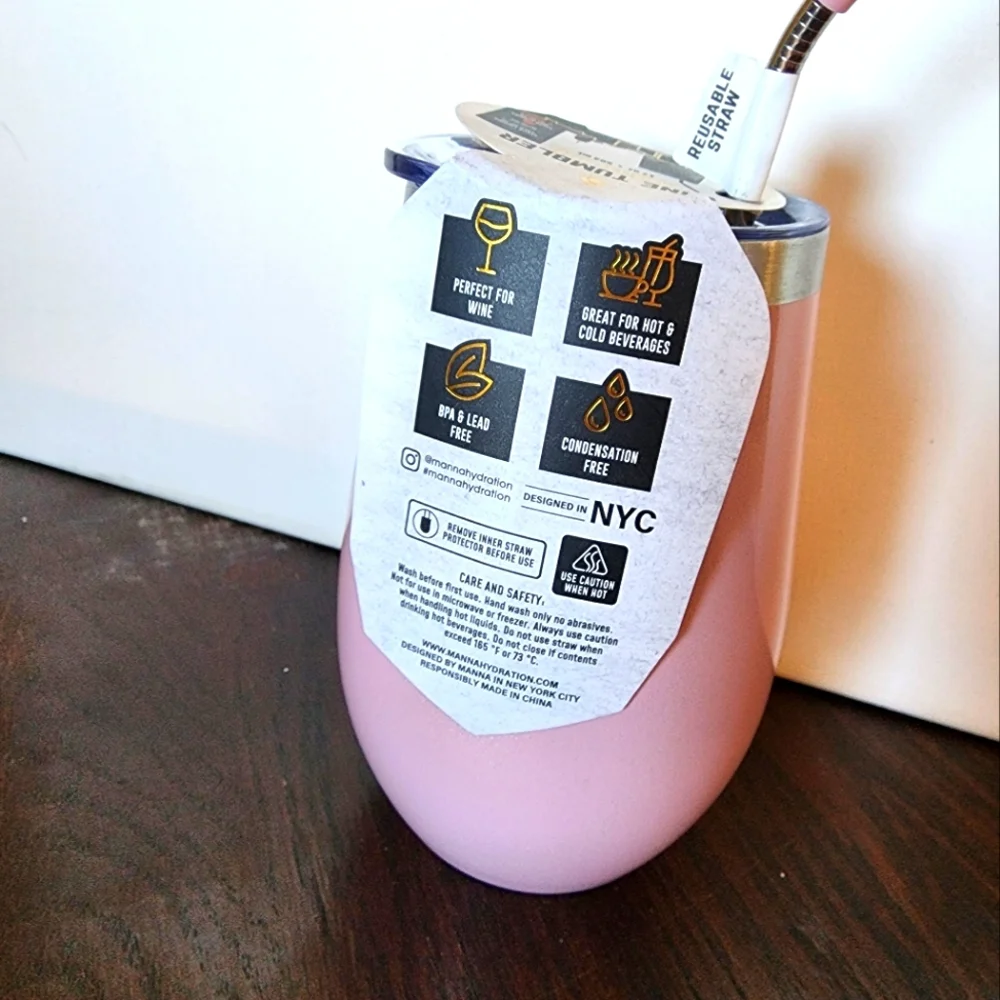 NEW Manna 17oz pink iridescent wine tumbler